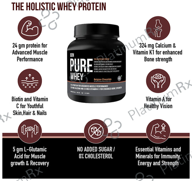 Bon Pure Whey Protein The Holistic Whey Protein Belgian Chocolate Powder 1kg