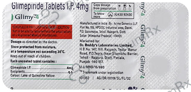 Glimy 4mg Tablet 10s
