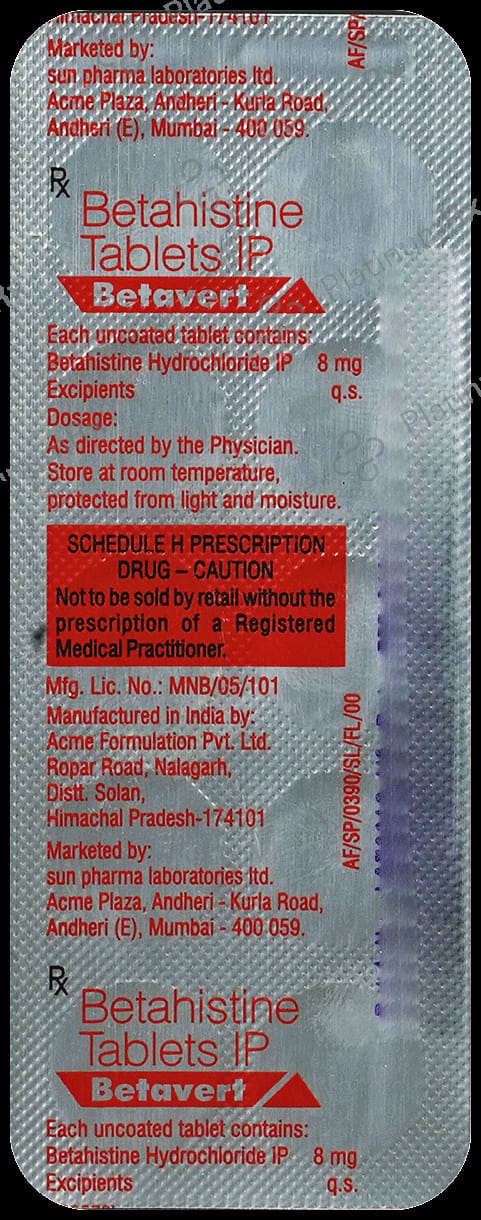 Betavert 8mg Tablet 10s