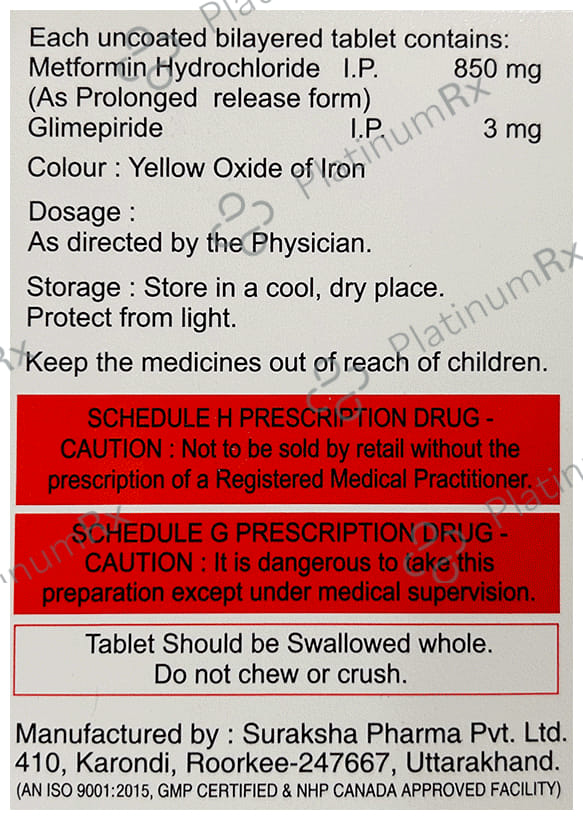 Sugatab M 3/850 Tablet PR