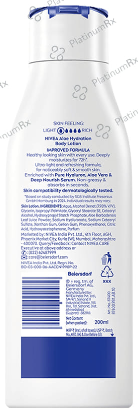 Nivea Aloe Hydration Body Lotion - 5 in 1 Complete Care for All Skin Types 200 ml