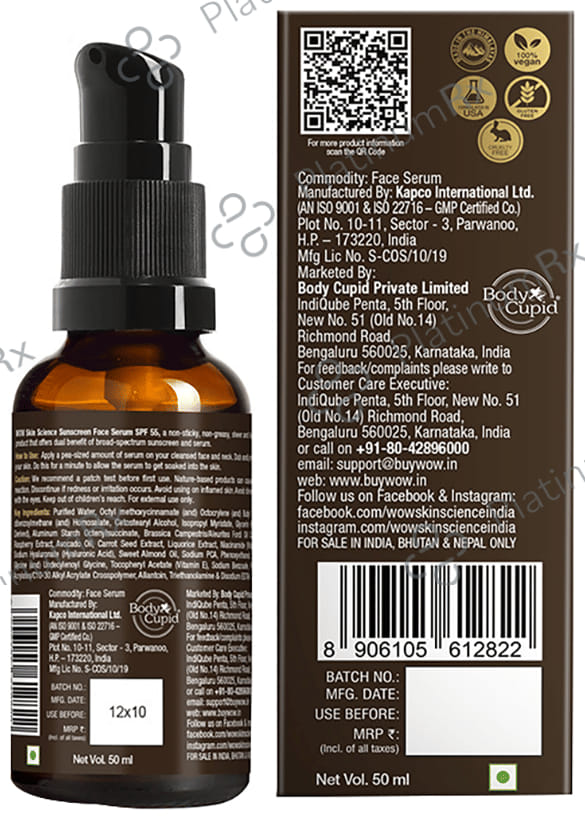 WOW Skin Science Sun Screen SPF 50 PA++ Face Serum 50ml