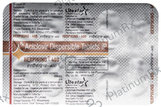 Herpikind DT 400mg Tablet 10s