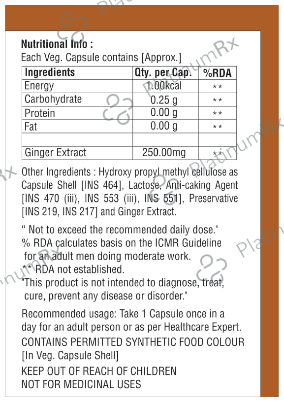 Nutrigrow Ginger Veg Capsule (60 Each) 1 Bottle