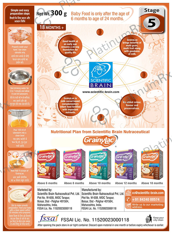 GrainyLac Multi Grain Multi Fruit with Milk for 18+ Months Powder Multi Flavours