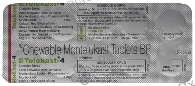 Telekast 4mg Chewable Tablet 10s