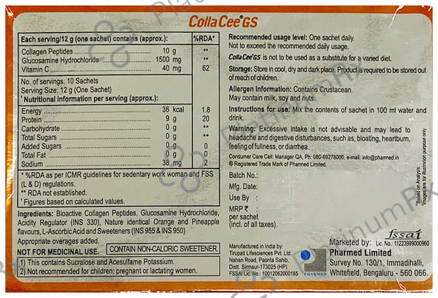 Collacee GS Sugar Free Orange Pineapple Flavour Granules 12gm