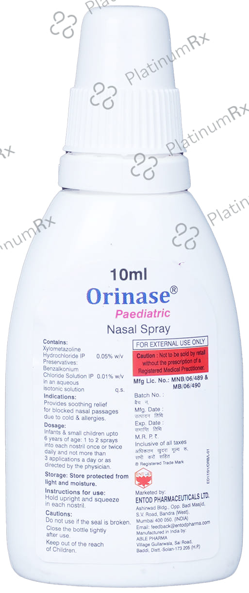 Orinase 0.1% Paediatric Nasal Spray 10ml