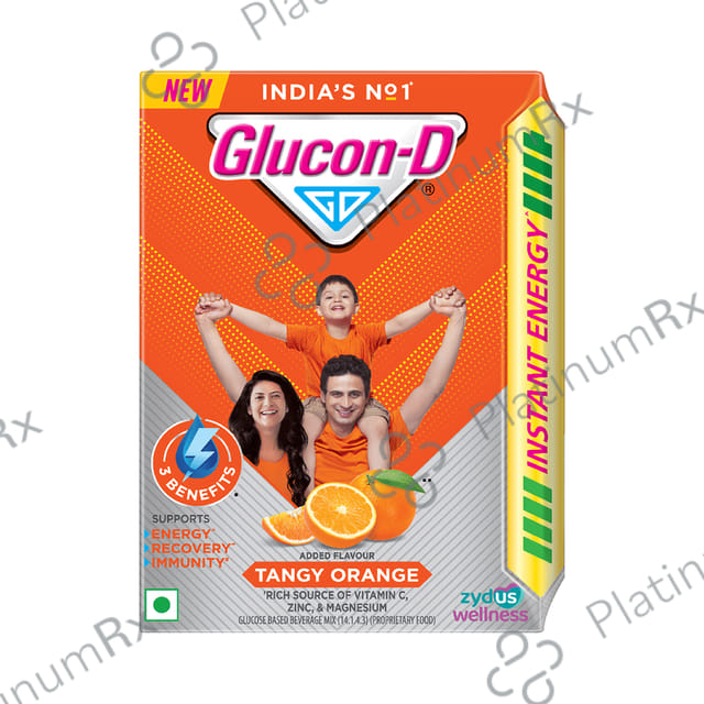 Glucon D with Glucose, Calcium, Vitamin C & Sucrose Flavour Tangy Orange Powder 200gm