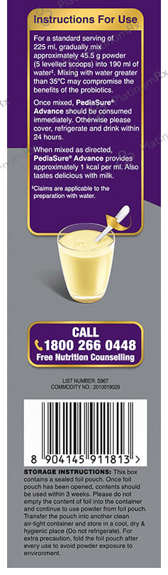 PediaSure Advance+ Health Drink Vanilla Flavour Powder 400gm