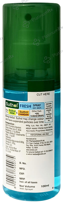 Boroline New Antiseptic Suthol Active Body Hygiene Spray Fresh with Aloe Vera & Neem