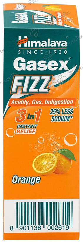 Himalaya Gasex Fizz - - Digestive Wellness- Provides Relief from Acidity & Gas (5gm Each) Orange 6 Sachets