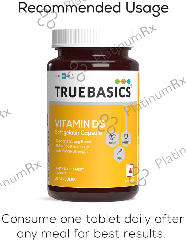 TrueBasics Vitamin D3 2000IU Soft Gelatin Capsule 50s