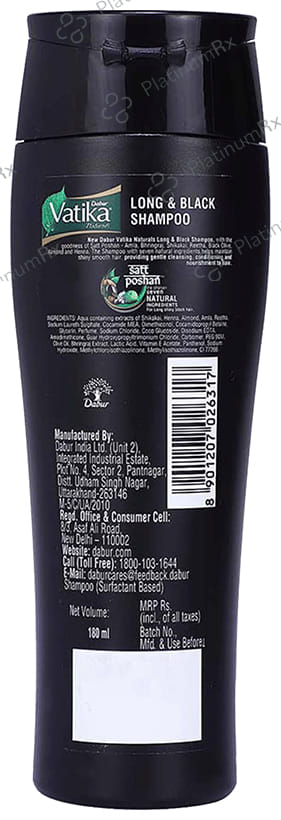 Dabur Vatika Naturals Amla & Bhringraj Long & Black Shampoo 180 ml