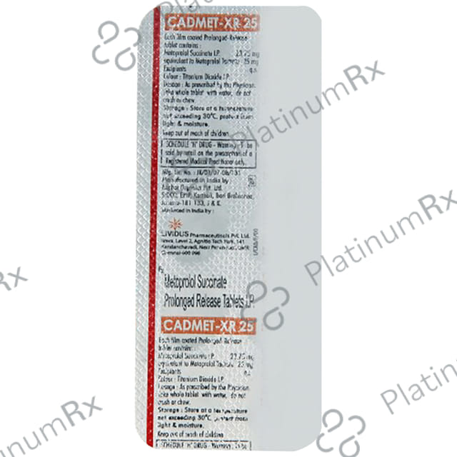 Cadmet 25mg Tablet XR 10s