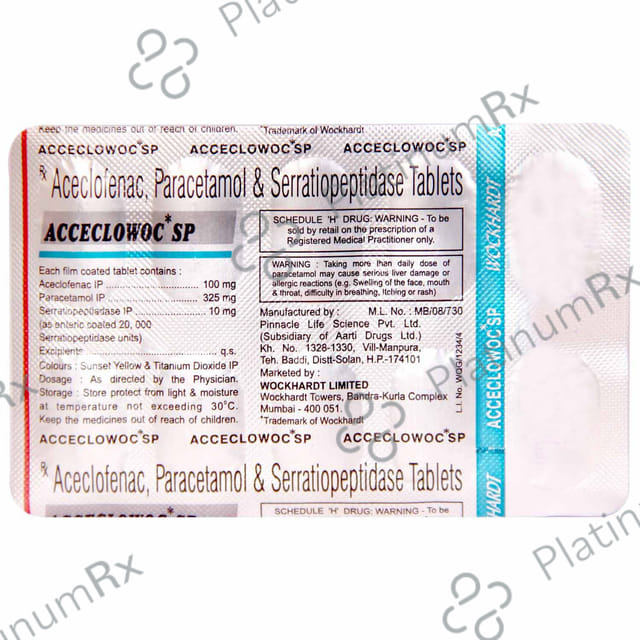 Acceclowoc SP 100/325/15mg Tablet 10s