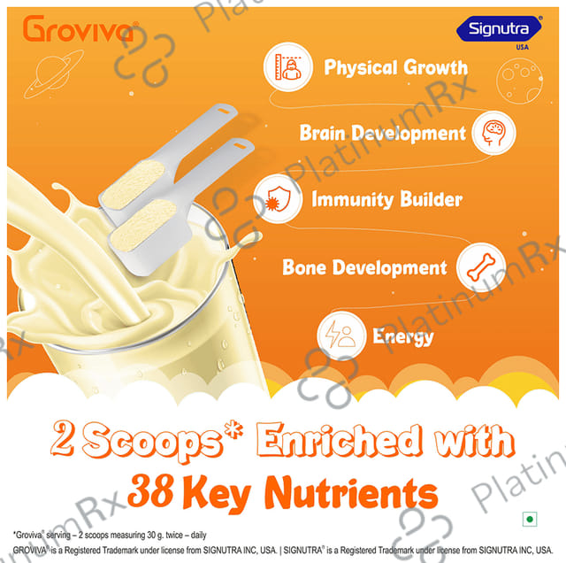 Groviva Child Nutrition for Physical Growth, Brain Development & Immunity Flavour Vanilla Powder 400gm