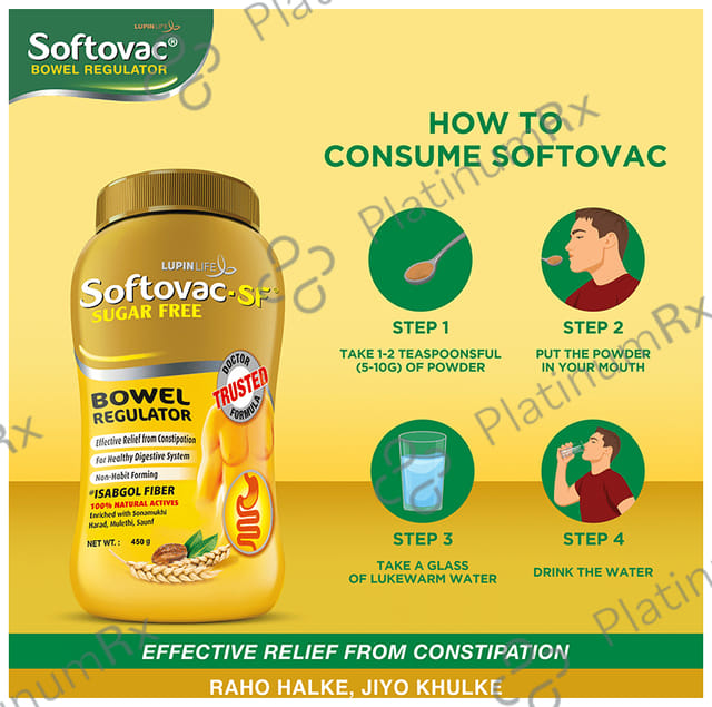 Softovac SF Bowel Regulator Eases Constipation Powder 450gm