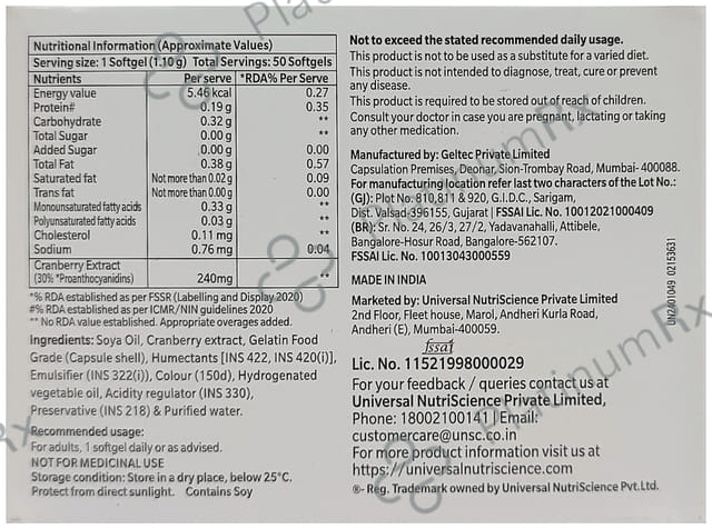 Berrycran High Strength Cranberry Extract Softgel