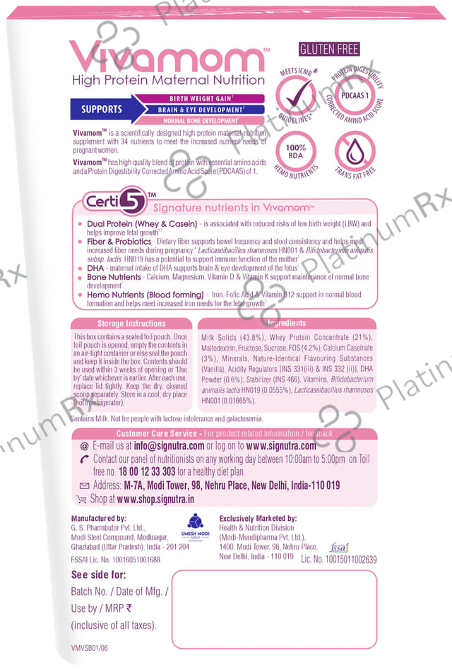Vivamom High Protein Vanilla Flavour Powder 400gm