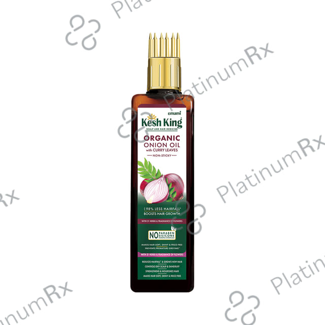 Kesh King Organic Onion Oil with Curry Leaves Reduces Hair Fall - Infused with 21 Ayurvedic Herbs 100 ml