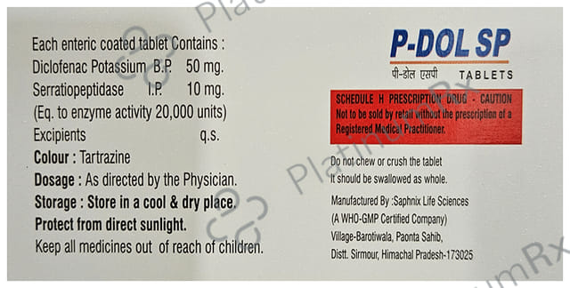 P Dol SP 50mg/10mg Tablet