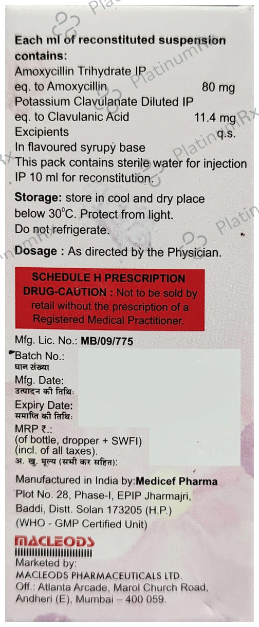 Sensiclav 80/11.4mg Drop 10ml