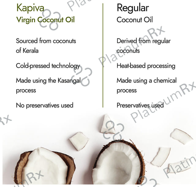 Kapiva Kerala Virgin Kerala Cold Pressed Pure Virgin Coconut Oil - 100% Pure, Organic & Edible - Cooking Skin & Hair 500 ml