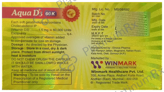 Aqua D3 60K Soft Gelatin Capsule 4s