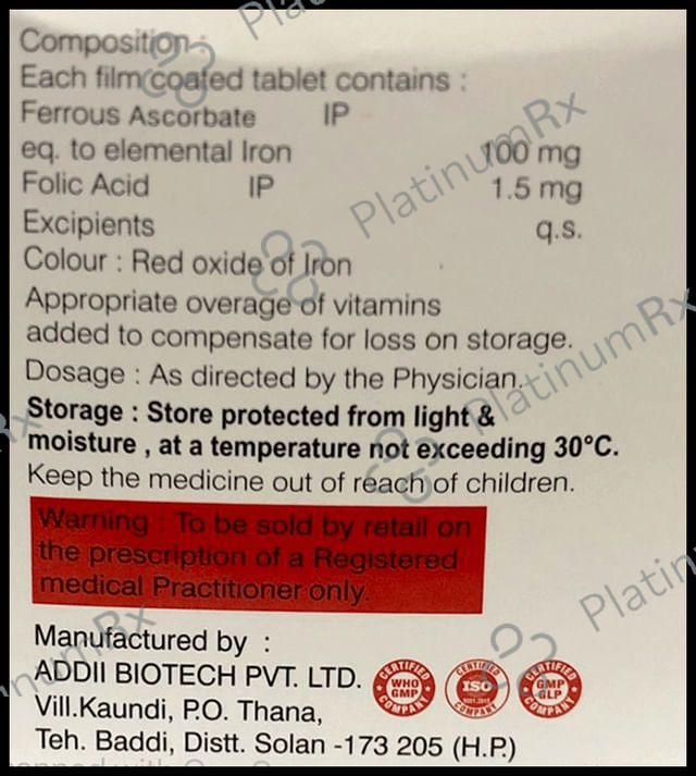 Ferolac 100mg/1500mcg Tablet 10s