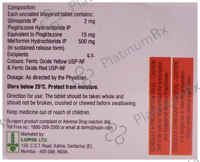 Gluconorm PG 2/500/15mg Tablet SR 15s