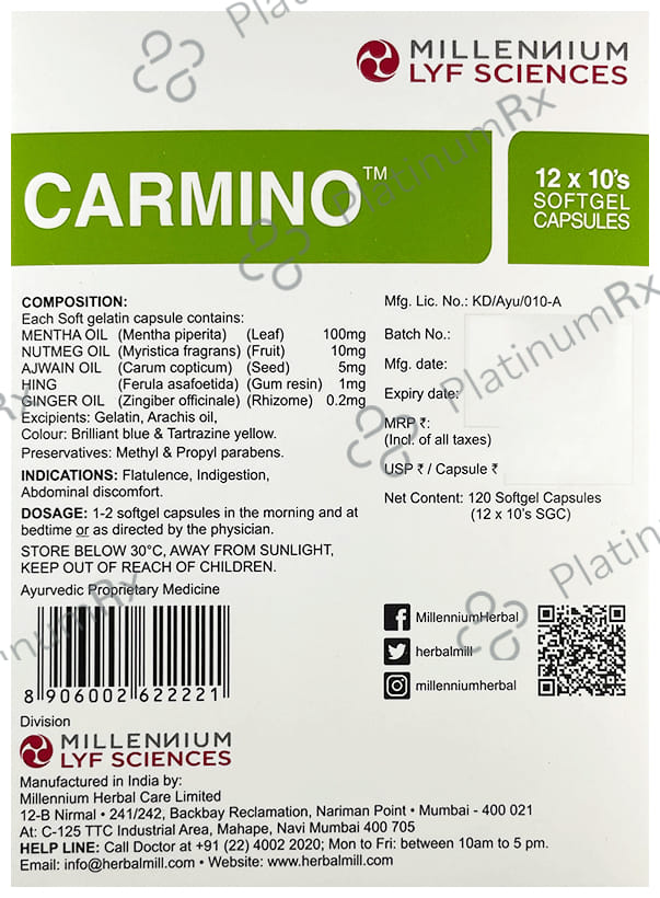 Millennium Herbal Care Carmino Soft Gel Capsule