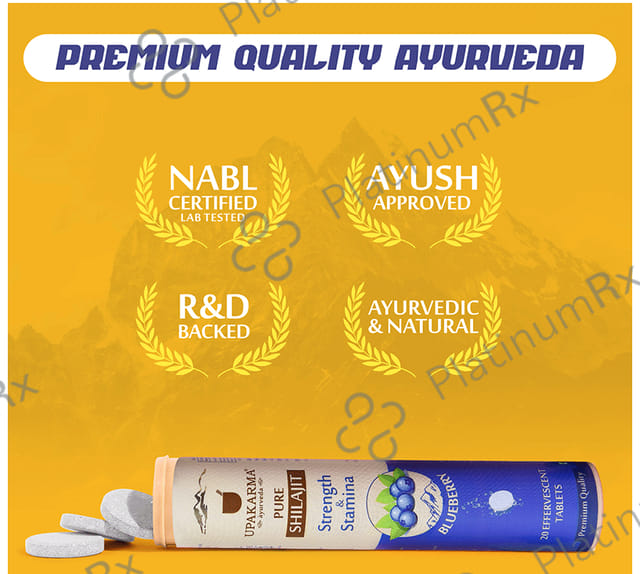 Upakarma Ayurveda Pure Shilajit Blueberry Flavour Effervescent Tablet 20s