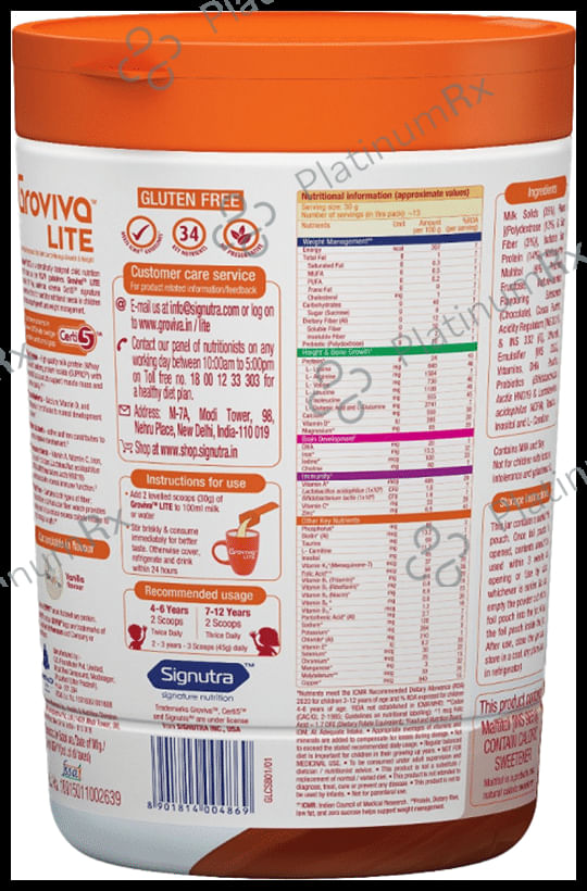 Groviva Lite High Protein Flavour Chocolate Powder 400gm