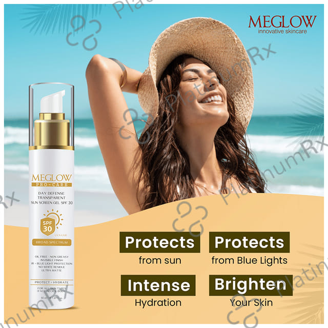 Meglow Pro Care Day Defense Transparent Sun Screen SPF 30 Gel 50ml