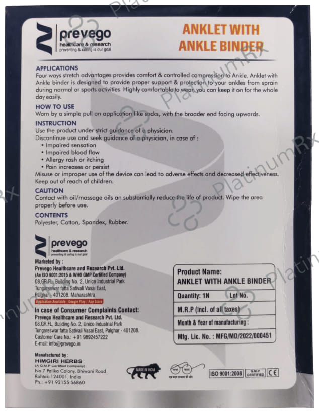 Prevelon Anklet with Ankle Blinder Small