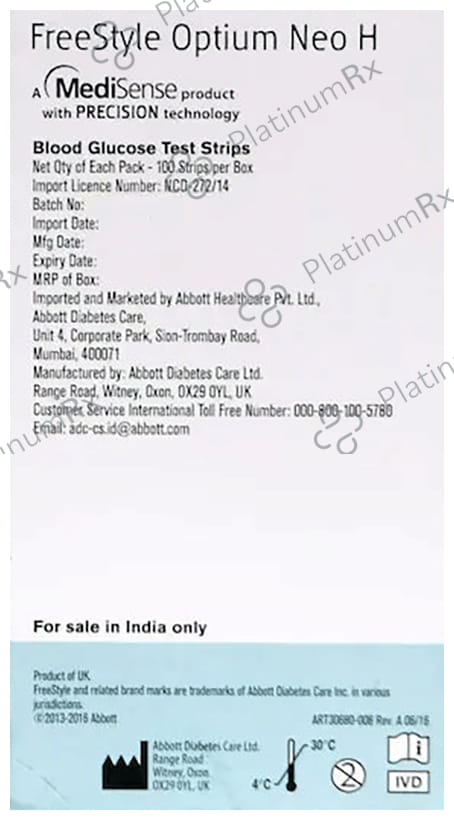 FreeStyle Optium Neo H Blood Glucose Test Strip (Only Strips)