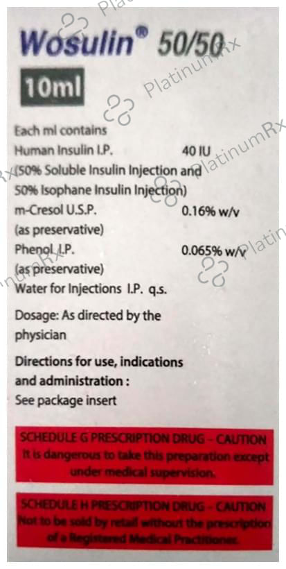 Wosulin 50/50 (40 IU/ml) Vial 1X10ml