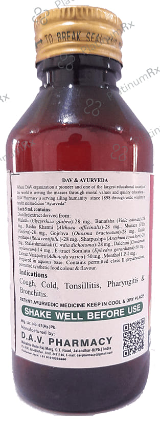 D.A.V. Kasantak Cough Syrup 100 ml