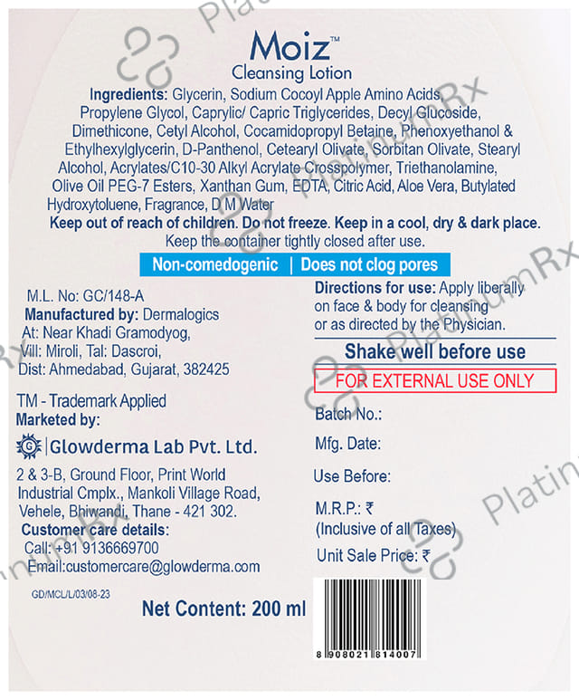 Moiz Cleansing Face & Body Lotion 400ml