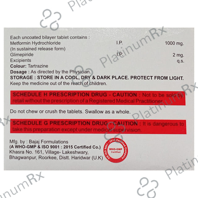 Zingmet G2 2/1000mg Tablet SR 10s