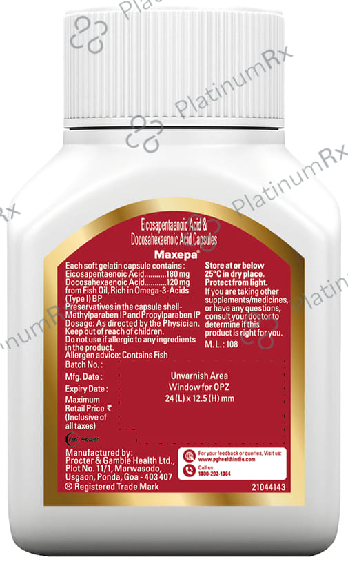 Maxepa 120/180mg Soft Gelatin Capsule 30s
