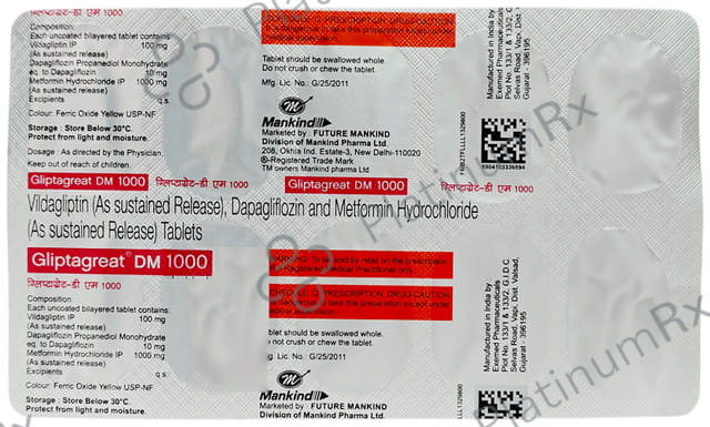 Gliptagreat DM 10/1000/100mg Tablet 10s