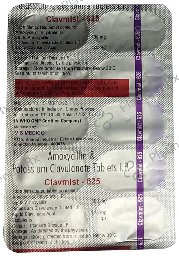 Clavmist 625mg Tablet 10s