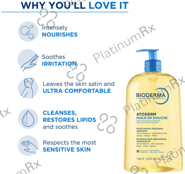 Bioderma Atoderm Huile De Douche Ultra Nourishing Anti Irritation Cleansing Oil 1Ltr