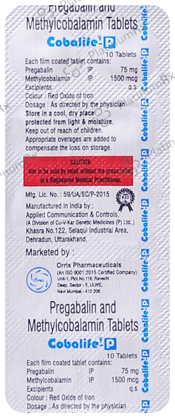 Cobalife P 75mg/1500mcg Tablet 10s
