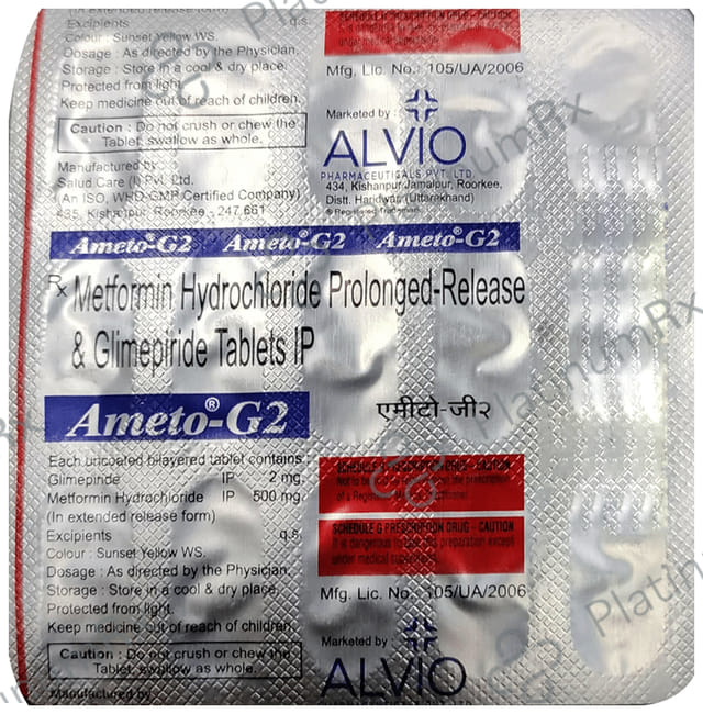 Ameto G 2/500mg Tablet PR 15s