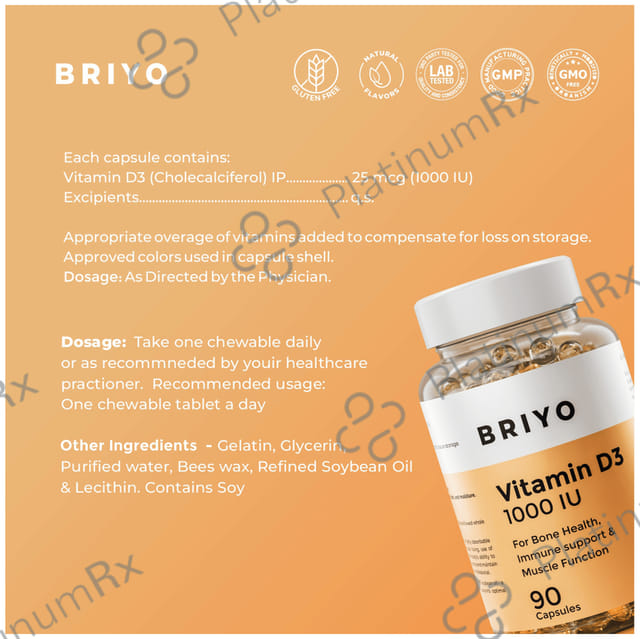 Briyo Vitamin D3 1000IU Softgel 90s