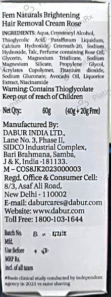 Fem Hair Removal Cream Rose 60gm