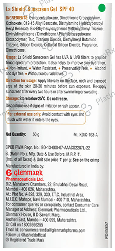 LA Shield SPF 40 PA+++ Gel 50gm